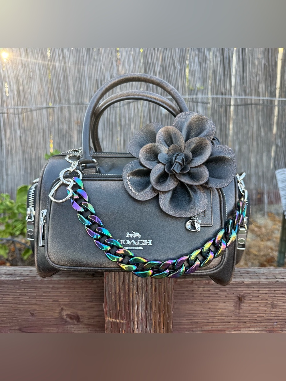 Novelty Strap| Bag Strap| ‘Oil Slick’ Acrylic Chain Link| Heart Shaped